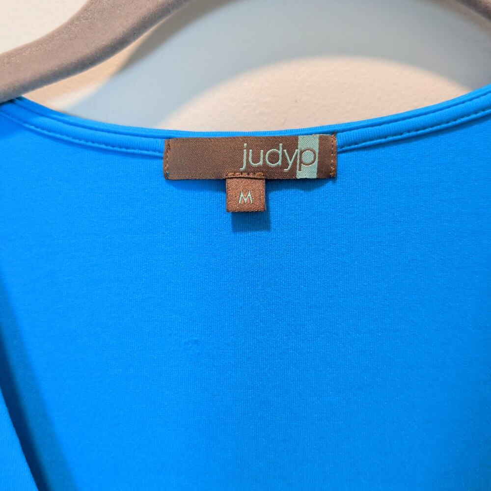JudyP Women's Sz M Bright Blue Karen V Neck UPF 3/4 Sleeve Top Stretch Soft - Picture 3 of 5
